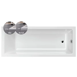 M-ACRYL Sandra Slim fehér színű egyenes akril kád vékony peremmel 170x75 kádlábbal és peremrögzítővel 