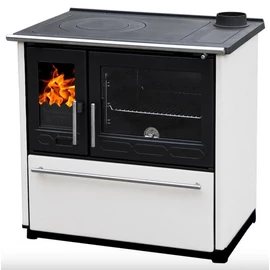 WARNEX Plamen 850 Glas sparhelt fehér színű külső burkolattal, jobbos kivitel