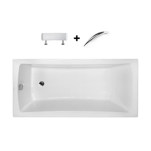 BESCO OPTIMA PRÉMIUM fehér színű akril egyenes kád 160x70 kapaszkodóval és fejpárnával