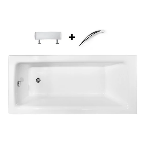 BESCO TALIA fényes fehér színű akril egyenes kád fejpárnával és kapaszkodóval 160x75