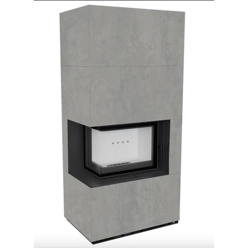 KRATKI FLOKI BOX 8 kW CEMENTO GRIGIO KANDALLÓ KŐ KÜLSŐ, VILÁGOS BELSŐ BURKOLATTAL BALOS KIVITEL