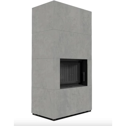 KRATKI FLOKI BOX 8 kW CEMENTO GRIGIO KANDALLÓ KŐ KÜLSŐ, FEKETE BELSŐ BURKOLATTAL