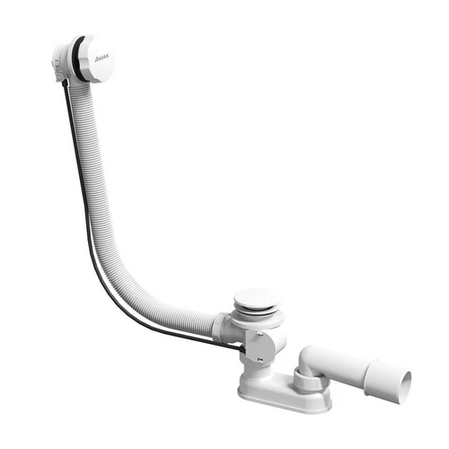 RAVAK Kád le- és túlfolyószett 570 mm hosszúságban bowdenes kerek és fehér fedéllel