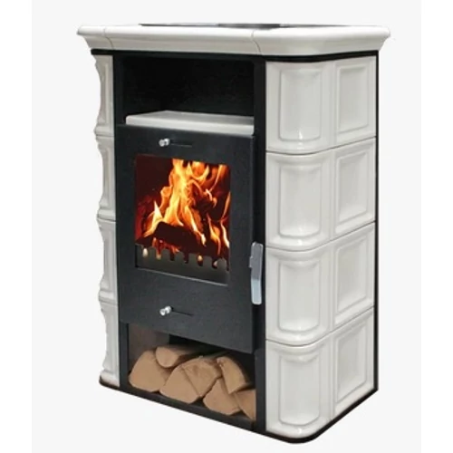 WARNEX Bonn kerámia csempés kandalló csont színű külső burkolattal